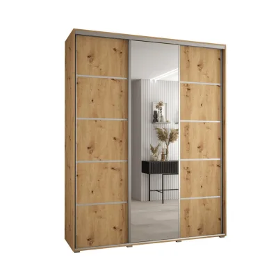 Abiks Möbel Schwebetürenschrank Eiche Artisan, Eiche Artisan, Silber 190x235x60 cm