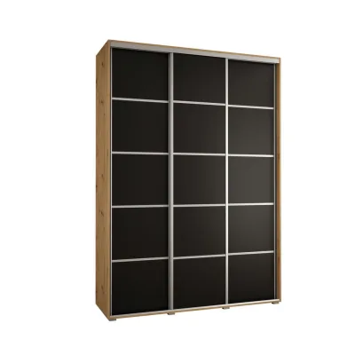 Abiks Möbel Schwebetürenschrank Eiche Artisan, Schwarz, Silber 170x235x45 cm
