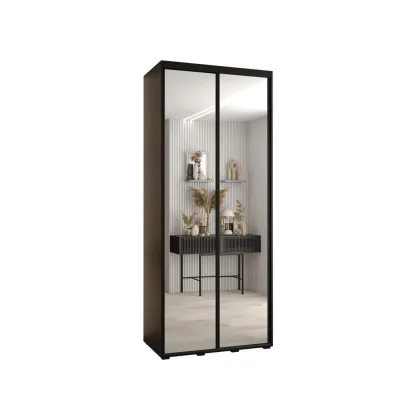 Abiks Möbel Schwebetürenschrank Schwarz 120x235x60 cm