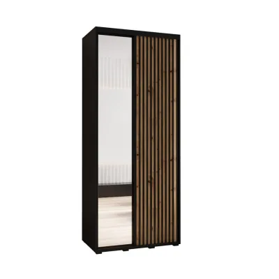 Abiks Möbel Schwebetürenschrank Schwarz, Eiche Artisan, Schwarz 120x205.2x60 cm