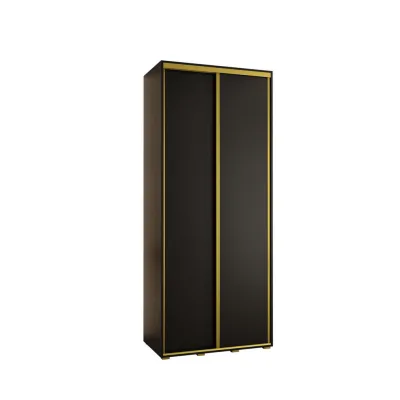 Abiks Möbel Schwebetürenschrank Schwarz, Gold 100x235x60 cm