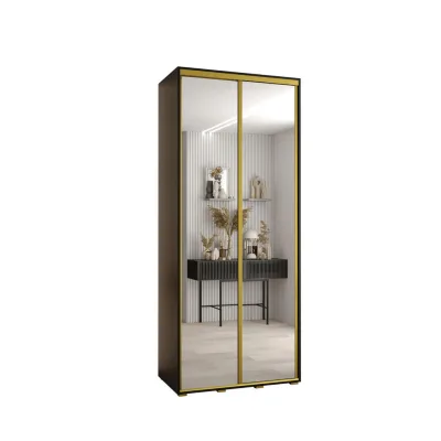 Abiks Möbel Schwebetürenschrank Schwarz, Gold 120x235x45 cm