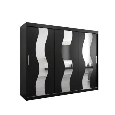 Abiks Möbel Schwebetürenschrank Schwarz, Schwarz 250x200x62 cm