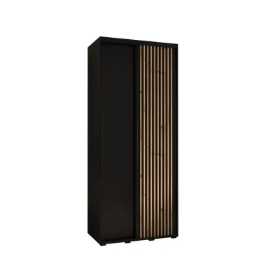 Abiks Möbel Schwebetürenschrank Schwarz, Schwarz, Eiche Artisan 110x235x60 cm