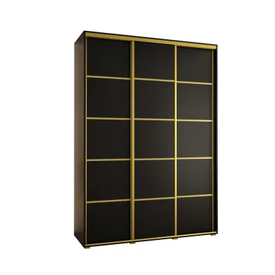Abiks Möbel Schwebetürenschrank Schwarz, Schwarz, Gold 170x235x45 cm