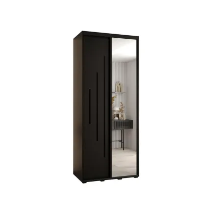Abiks Möbel Schwebetürenschrank Schwarz, Schwarz, Schwarz 120x235x45 cm