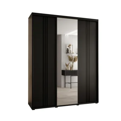 Abiks Möbel Schwebetürenschrank Schwarz, Schwarz, Schwarz 190x235x45 cm