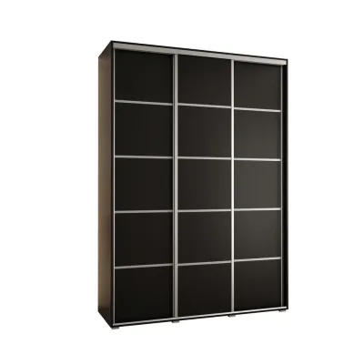 Abiks Möbel Schwebetürenschrank Schwarz, Schwarz, Silber 180x235x45 cm