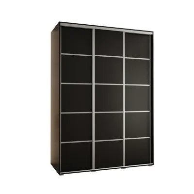 Abiks Möbel Schwebetürenschrank Schwarz, Schwarz, Silber 180x235x60 cm