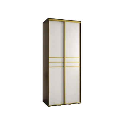 Abiks Möbel Schwebetürenschrank Schwarz, Weiß, Gold 120x235x60 cm