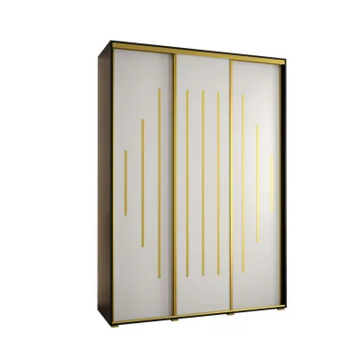 Abiks Möbel Schwebetürenschrank Schwarz, Weiß, Gold 180x235x45 cm