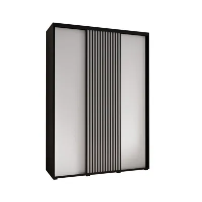 Abiks Möbel Schwebetürenschrank Schwarz, Weiß, Schwarz 180x235x45 cm