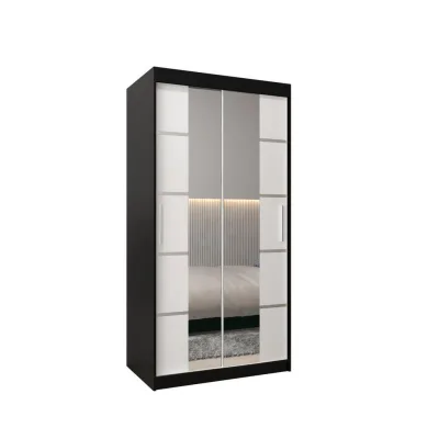 Abiks Möbel Schwebetürenschrank Schwarz, Weiß, Silber 100x200x62 cm