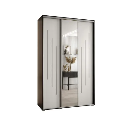 Abiks Möbel Schwebetürenschrank Schwarz, Weiß, Silber 160x235x45 cm