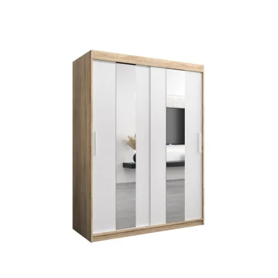 Abiks Möbel Schwebetürenschrank Sonoma Eiche, Weiß 150x200x62 cm