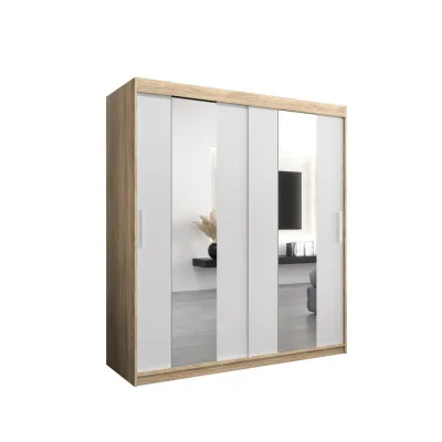 Abiks Möbel Schwebetürenschrank Sonoma Eiche, Weiß 180x200x62 cm