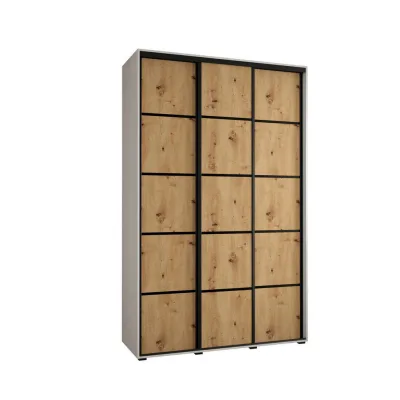 Abiks Möbel Schwebetürenschrank Weiß, Eiche Artisan, Schwarz 150x235x45 cm