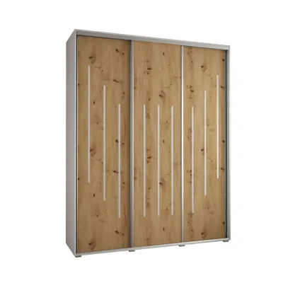 Abiks Möbel Schwebetürenschrank Weiß, Eiche Artisan, Silber 190x235x45 cm