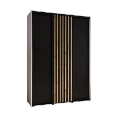 Abiks Möbel Schwebetürenschrank Weiß, Schwarz, Eiche Artisan 180x235x60 cm