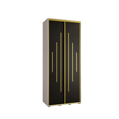 Abiks Möbel Schwebetürenschrank Weiß, Schwarz, Gold 110x235x60 cm