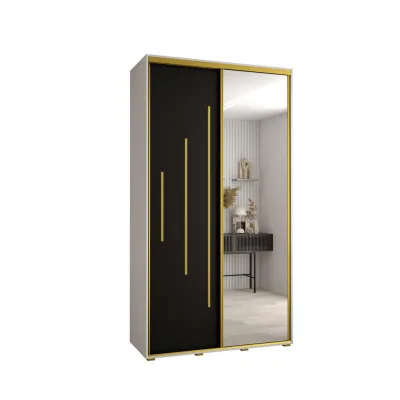 Abiks Möbel Schwebetürenschrank Weiß, Schwarz, Gold 140x235x45 cm