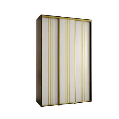 Abiks Möbel Schwebetürenschrank Weiß, Schwarz, Gold 150x235x60 cm