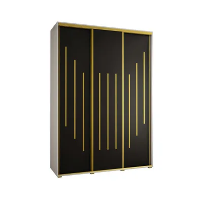 Abiks Möbel Schwebetürenschrank Weiß, Schwarz, Gold 170x235x45 cm