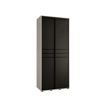 Abiks Möbel Schwebetürenschrank Weiß, Schwarz, Schwarz 120x235x45 cm