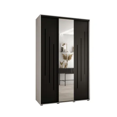 Abiks Möbel Schwebetürenschrank Weiß, Schwarz, Schwarz 160x235x60 cm
