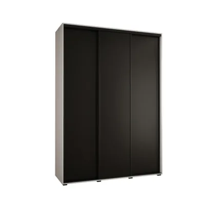 Abiks Möbel Schwebetürenschrank Weiß, Schwarz, Schwarz 180x235x60 cm