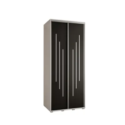 Abiks Möbel Schwebetürenschrank Weiß, Schwarz, Silber 100x235x45 cm