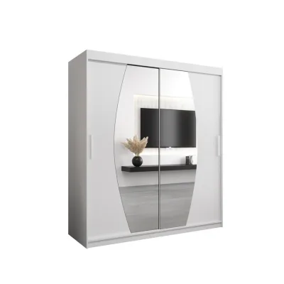 Abiks Möbel Schwebetürenschrank Weiß, Weiß 180x200x62 cm