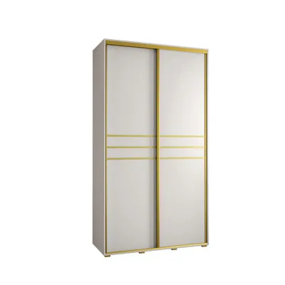 Abiks Möbel Schwebetürenschrank Weiß, Weiß, Gold 140x235x60 cm