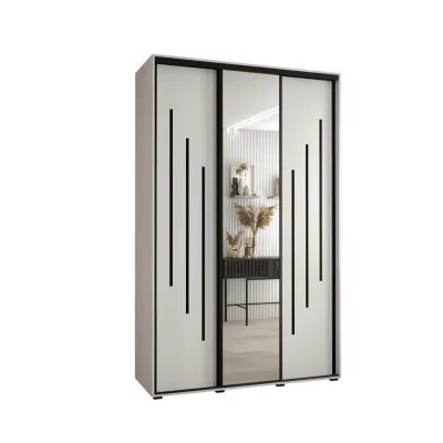 Abiks Möbel Schwebetürenschrank Weiß, Weiß, Schwarz 160x235x60 cm
