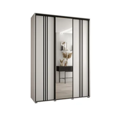 Abiks Möbel Schwebetürenschrank Weiß, Weiß, Schwarz 170x235x45 cm