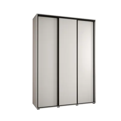 Abiks Möbel Schwebetürenschrank Weiß, Weiß, Schwarz 180x235x60 cm