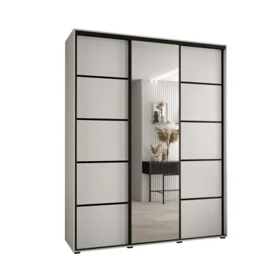 Abiks Möbel Schwebetürenschrank Weiß, Weiß, Schwarz 190x235x45 cm