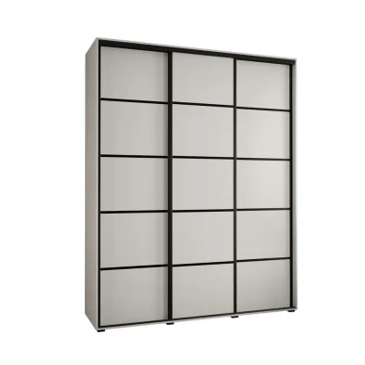 Abiks Möbel Schwebetürenschrank Weiß, Weiß, Schwarz 190x235x60 cm