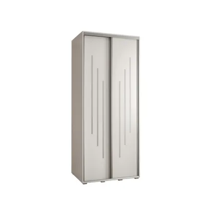Abiks Möbel Schwebetürenschrank Weiß, Weiß, Silber 100x235x45 cm