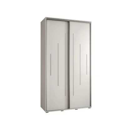 Abiks Möbel Schwebetürenschrank Weiß, Weiß, Silber 130x235x60 cm