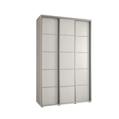 Abiks Möbel Schwebetürenschrank Weiß, Weiß, Silber 160x235x45 cm