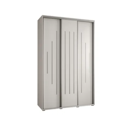 Abiks Möbel Schwebetürenschrank Weiß, Weiß, Silber 160x235x45 cm