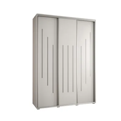Abiks Möbel Schwebetürenschrank Weiß, Weiß, Silber 170x235x45 cm