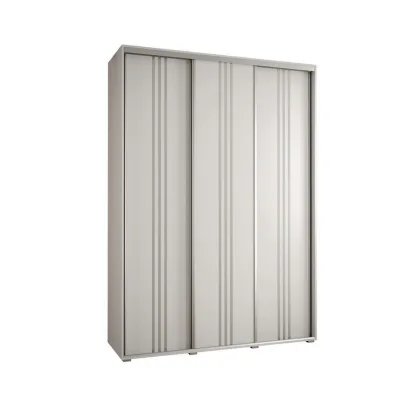 Abiks Möbel Schwebetürenschrank Weiß, Weiß, Silber 180x235x60 cm