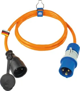 Adapterkabel 1,5 m CEE Stecker mit Spannungsanzeige auf Französiche NF Kupplung, Außenbereich IP44