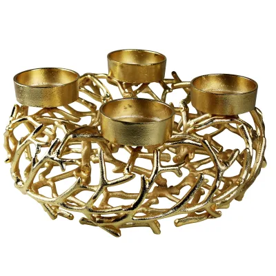 Adventskranz, gold, H 16 x Ø 39 cm