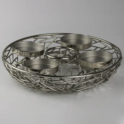 Adventskranz in Schalenform, silber, Ø 25 cm