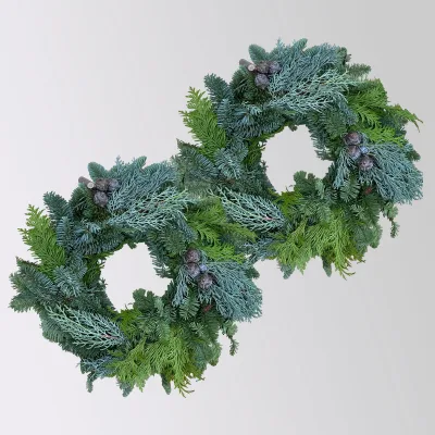 Adventskranz, Mix-Grün, halbrund gebunden, ca. 25 cm Ø, 2 Stück