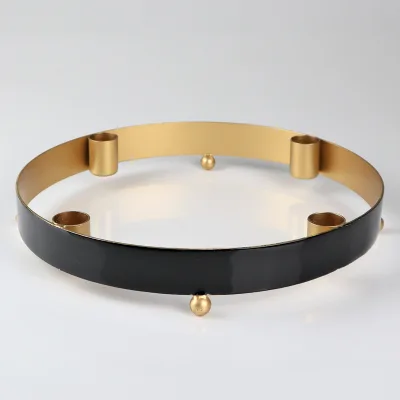 Adventskranz, schwarz/gold, Eisen, Ø20 x H4,5 cm