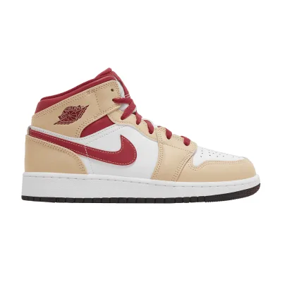 Air Jordan 1 Mid Beige White Red